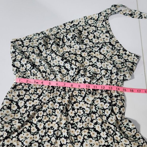 PrettyGarden Black Floral Print One-Shoulder Dress Size L - Picture 12 of 13